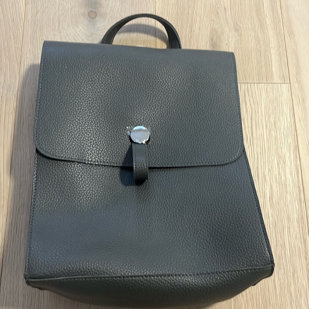 NEW ！Grey faux leather Backpack